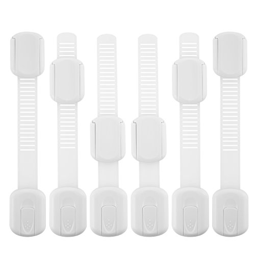 JESWELL Bambini Cassetti Blocca Serrature di Sicurezza, Senza Fori o Strumenti, Sicurezza Casa Blocca per Porta, Armadio, Frigorifero, Toilette (Bianca, Pacco da 6)