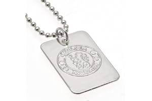 Official Chelsea FC Silver Plated Dog Tag And Chain - A Great Gift / Present For Men, Boys, Sons, Husbands, Dads, Boyfriends For Christmas, Birthdays, Fathers Day, Valentines Day, Anniversaries Or Just As A Treat For Any Avid Football Fan