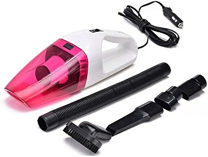 XMDZ Portable Car Vacuum Cleaner Wet and Dry Dust Dirt Collector 12V Vechicle Cigarette Lighter Vac Strong Suction, 5m Cable - Pink