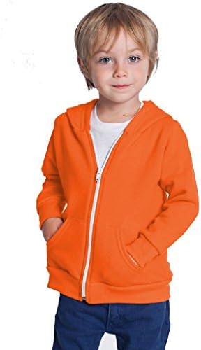 Kids Boys Girls Hoodie Coat Jacket Sweatshirt Tops Clothes Hoodies Unisex Jackets Zipper Neon Orange 5-6