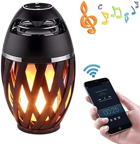 Wireless Bluetooth Speaker Led Flame Lights Outdoor Portable Led Flame Atmosphere Lamp Stereo Speaker Outdoor Camping Woofer MP3 audio player(black)