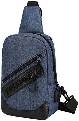 MiLong Men Chest Pack Messenger Shoulder Bag Multi Pockets Crossbody Handbag Leisure Sling Backpacks Daypacks Purse with USB Charging Port for Men and Women Holiday Work Trip Sports Dark blue