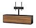 Produktbild Sonorous STA 161F-BLK-WNT-BS stehende TV-Lowboard mit TV-Aufhängung, versteckten Rollen, schwarzer Korpus, obere Fläche, gehärtetem Schwarzglas und Klapptür in Holzdekor Walnuß