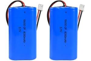 PHILLEQU 2Pcs 3.7V 4000mAh Li-ion Battery Pack 18650 * 2 Cell RC Replacement Rechargeable Battery Pack for Cars Airplane DIY, Fishing lights,Doorbell,Handheld Fan, Radio, Speakers, etc.