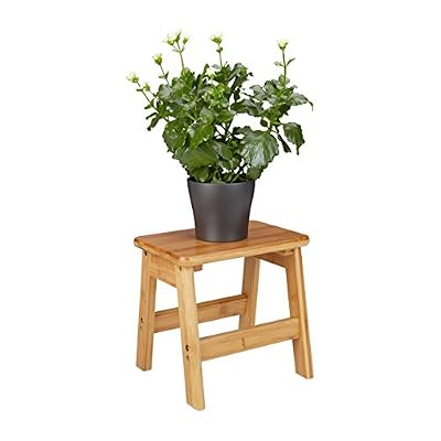 Relaxdays Tabouret repose-pieds bambou RUSTICO table console bois guéridon petit tabouret enfant HxlxP: 27 x 29 x 24 cm, nature