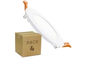 LEDKIA LIGHTING PACK Dalle LED Downlight Spot Encastrable Ronde Extra-Plate 6W (4 Un) Blanc Neutre 4000K - 4500K 120º