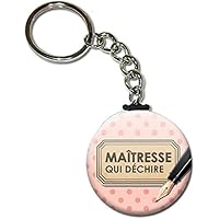 MAÎTRESSE qui déchire Porte clés chaînette 38mm ( Idée Cadeau Fin d'année Scolaire école Noël Remerciement )