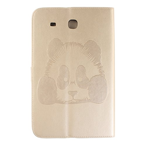 Etsue Kunstleder Schutzhülle für Samsung Galaxy Tab E 9.6 Zoll T560 Leder Tasche Bookstyle Hülle Flip Case Wallet Cover,Retro Vintage Niedlich Panda Muster Schutz Hülle Etui Schale Weich TPU Innere mit Magnetverschluss Standfunktion Kartenfächer für Samsung Galaxy Tab E 9.6 Zoll T560 + 1x Glitzer Staub Stecker + 1x Blau Eingabestift-Panda,Golden - 2