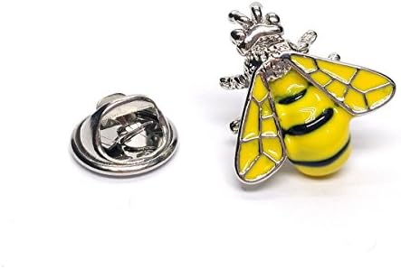 coloured bee Lapel Pin Badge / tie pin, in gift box enamel finish on silver with catch