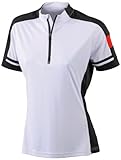  James & Nicholson Damen Sport T-Shirt Radtrikots Bike-T-Half Zip weiß (white) Medium