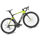 Bicicletta Da Strada, Adatta Per Persone Alte, Bici Da Corsa Da Strada In Fibra Di Carbonio Ultraleggera, Colore Rosso / Giallo, Full Hide, Famiglia Da Esterno Con Ciclo Sportivo, 7 Colori,Yellow,47CM