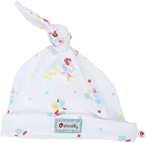 Organic Cotton White & Pink Baby Girls Floral Knotted Hat