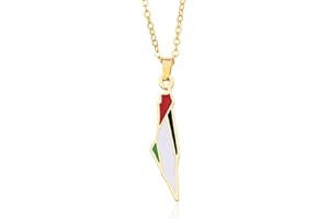 GAUEIOUR Collier avec pendentif carte de la Palestine, pendentif drapeau palestinien triangle en alliage, je me tiens avec le collier palestinien, pendentif drapeau palestinien, collier doré, Alliage