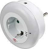Brennenstuhl LED-Nachtlicht / sanftes Orientierungslicht mit Dämmungssensor für die Steckdose (inkl. Steckdose mit Kinderschutz) Farbe: weiß