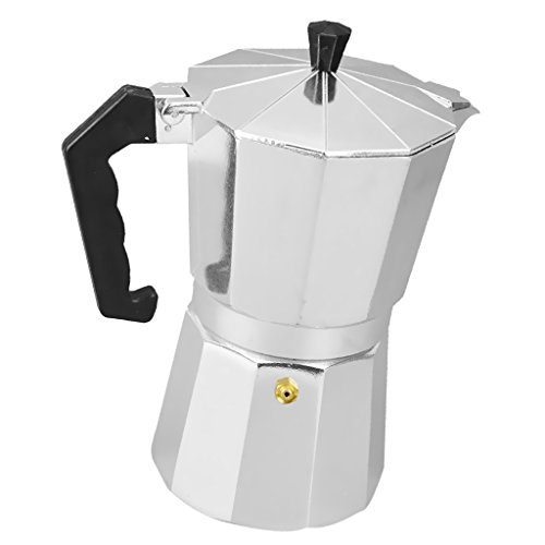 Gazechimp Metall Espressokocher | Mokkakanne | Mocca-Kocher | Kaffeekocher - Silber, 3 Tassen