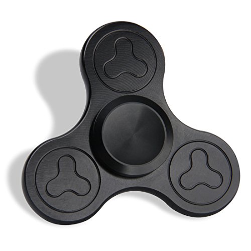 Kictero Aluminum Fidget Hand Spinner Toy Stress Reducer, Relief Anxiety Toy with Ultra Fast Bearings, Great Gift (Black)