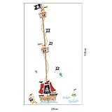 ufengke® Cartoon-Piraten-Schiff Messlatten Wandsticker, Kinderzimmer Babyzimmer Entfernbare Wandtattoos Wandbilder - 4