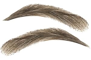 XXL LASHES Sztuczne półtrwałe brwi do naklejenia, w 100% z prawdziwych włosów, wykonane ręcznie (M2-6R), szare