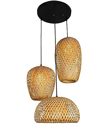 GUANSHAN handgeweven bamboe kroonluchter natuurlijke bamboe draad pastorale stijl hanglamp plafondlamp voor restaurant, café, slaapkamer, entree