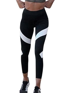 Yoga Hosen Damen, DoraMe Frauen Schwarz Weiß Streifen Sport Hose Dünne Workout Splice Leggings Skinny Gym Beschnittene...
