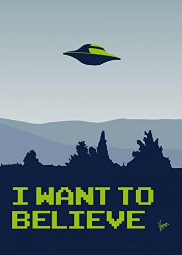 My I want to believe minimal poster by Chungkong // Unique, Original Wall Art // 16.5 x 23.4 inches / 42 x 59cm // Framed and Ready To Hang // Custom Printed On 240gsm Premium Art Paper and Framed By Hand In a Beautiful Black Wooden Frame // Best Art For Home or Office // 100% Money Back Guarantee