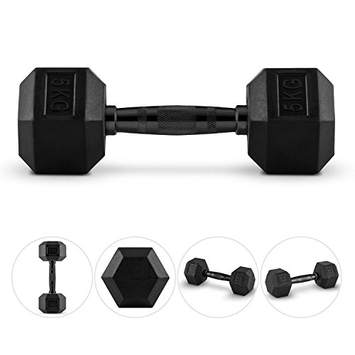 CAPITAL SPORTS Hexbell Dumbbell Kurzhanteln Hantel Gewichte (einzeln oder 2er Set, Kurzhanteln, oxidierte Hantelgriffe, Hartgummi-Ummantelung, Gewichte nach Wahl) schwarz - 2