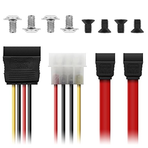 deleyCON Einbaurahmen für 2,5″ Festplatten / SSD’s auf 3,5″ Adapter Wechselrahmen Mounting Frame Halterung Schienen inkl. Schrauben SATA Kabel und Stromadapter - 5