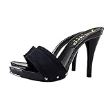  Schwarze Holzschuhe mit Absatz 12cm - KM7501 NERO