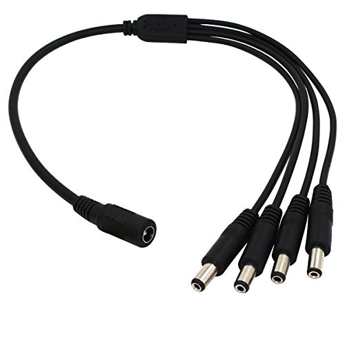 Cable divisor de alimentación DC, Bestga 1 hembra a 4 macho 5,5 mm x 2,1 mm, cable divisor de cámara, cable de alimentación de alimentación DC Jack Y divisor para cámara de seguridad CCTV, LED