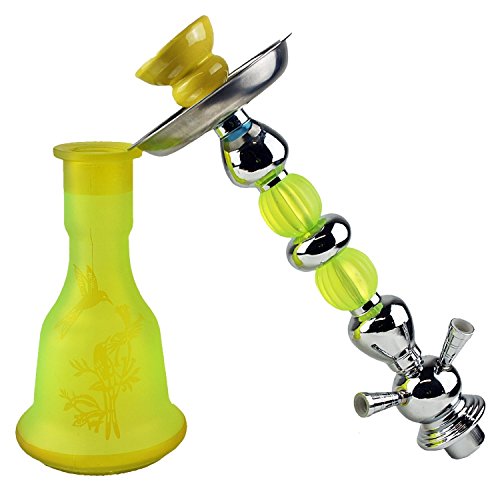 BAYLI – Shisha Set, Hookah, Orientalische Wasserpfeife mit 3 Schläuchen inklusive Zange, Tonkopf Shisha Höhe- ca. 56cm Nargile Hookah mit Tonkopf und Zange + Alufolie + 10 x Mundstück FN-2 - 3