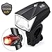 Produktbild BIGO LED Fahrradlicht Set StVZO Zugelassen USB Wiederaufladbare Wasserdicht IPX4 Fahrradbeleuchtung Set, Fahrradlampe Set inkl, LED Frontlichter und Rücklicht (Schwarz)