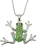 Lemegeton Collar con Colgante de Rana de Cristal Verde para Mujer, niña, Hombre o niño