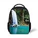 Produktbild Kids School Backpack Waterfall,Stream of a Secret Waterfall in The Forest Nature Like Heaven Fresh,Turquoise Green Brown Plain Bookbag Travel Daypack