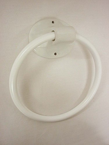 TOALLERO Pared Porcelana con ARO Madera Grande Blanco