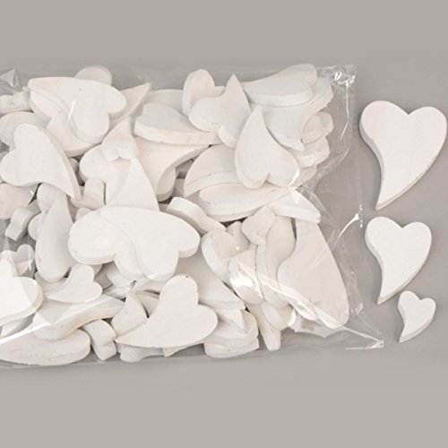 Deko Herzen Hochzeitsherzen Holz weiss. 72 Stück
