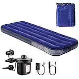 Phiraggit Matelas Gonflable,Lits Gonflables Queen Camping Matelas Pneumatique De Taille Unique Camping Tapis De Couchage pour Matelas Pneumatique avec Pompe à Pied Intégrée pour La Maison Camping