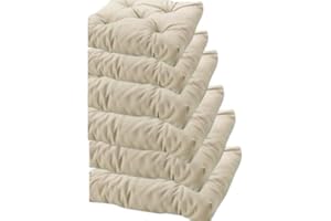 VACAVACA Cojín para Silla Interior y Exterior, 50x50 cm, Acolchado 6-7 cm, Fabricado en España, Múltiples Colores (Beige Lino, Pack 6)