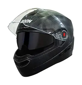 Steelbird SBA-1 7Wings Boon Double Visor Full Face Helmet, Inner Smoke Sun Shield and Outer Clear Visor (Large 600MM, Dashing Black)