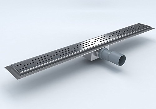 Duschablaufrinne Bodenablauf Flach aus Edelstahl extra flach + Siphon komplett (90 cm) - 5