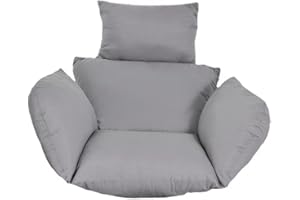 TIELAG Swing Chair Cushion, Hanging Chair Cushion Pad with Pillow for Outdoor Indoor Egg Hanging Basket Chair, Seat Cushion Only, Egg Chair Cushion, Grey
