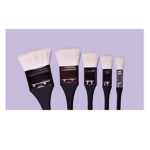 ehao Große Fläche Pinsel Set-5-teilig Wolle Bürstenkopf Holzgriff Pinsel Set für Acryl, Öl, Aquarell. 1 Jahr Garantie. - 4