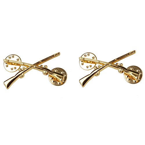 Generic Pair Of WWII US Army Infantry Officer Collar Badge Insignia Color Gold