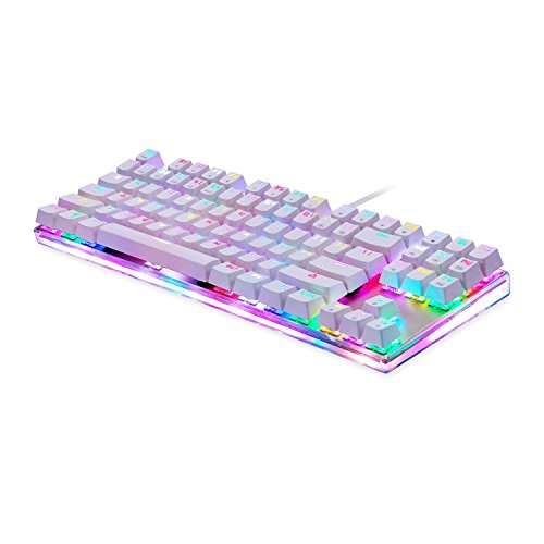 Preisvergleich Produktbild MIRUO Mechanische Tastatur RGB Gaming Tastatur, RGB-Hintergrundbeleuchtung Volle Taste,Mechanische Transparente Untere Abdeckung Typisten for Multimedia-Shortcut Abzieher für Gamer