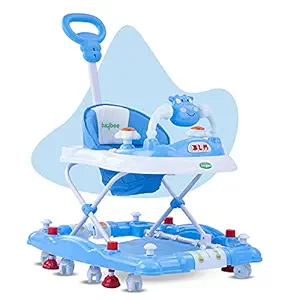 BAYBEE Forza Round Ultra Soft Seat Cycle Baby Walker with Adjustable Height and Wheel with Musical Toy Bar Rattles and Activity Toys (Pink, 6 Months to 2 Years) (Forza Darkblue)