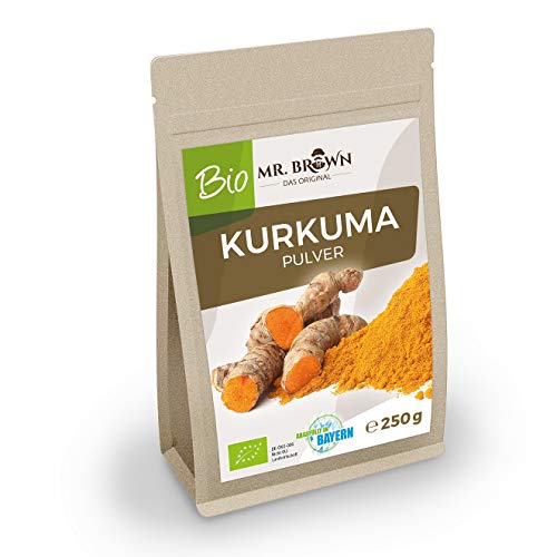 Mr. Brown bio kurkuma 250 g | de la India | Curcuma polvo | kurkuma, gemahlen | Especias Cocinar y Hornear, cultivo ecológico)