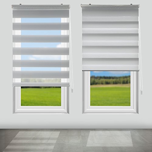 OUBO Doppelrollo Klemmfix Duo Rollo ohne Bohren – (BxH) 70 x 150 cm Grau – Seitenzugrollo mit Klemmträger für Fenster / Tür - 3