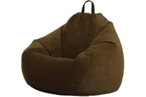 Highdi Velluto Pouf Poltrona Sacco, Bambini & Adulti Bean Bag Fodera per Sacco di Fagioli per Decorazione della Soggiorno Camera Giardino Salotto Balcone, Senza Ripieno (Marrone,100x120cm)