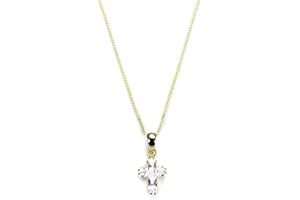 jewellerybox 9ct Gold CZ Crystal Cross Pendant Necklace on Chain - 16" - 20 Inches