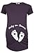 Happy Mama. Woman's Maternity Slogan Little Feet Funny Print Top T-shirt. 199p (Graphite, UK 6/8)