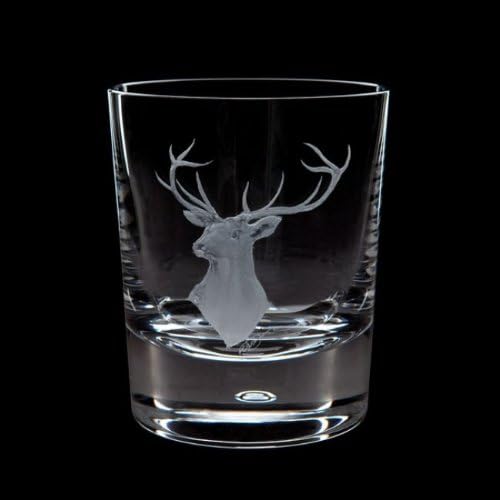 Royal Brierley 1-Piece Crystal Engraved Game Stag Tumbler Glass Clear, Red